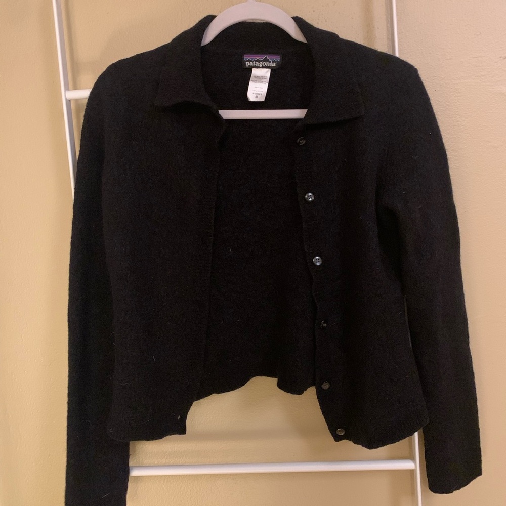 Patagonia black wool cardigan